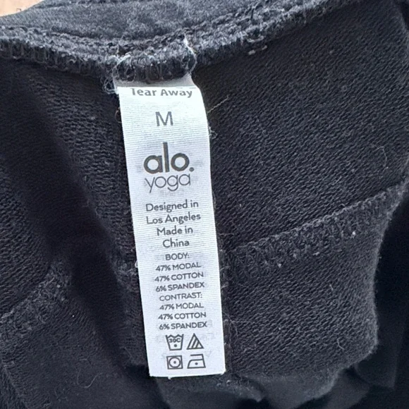 ALO Yoga Women's Moto Black Ribbed Track Pants - Picture 2 of 5